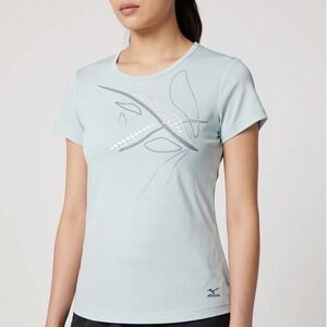 Mizunoโ Ice Touch Women's Athletic T-Shirt Aqua Blue Size M Short Sleeve NWT